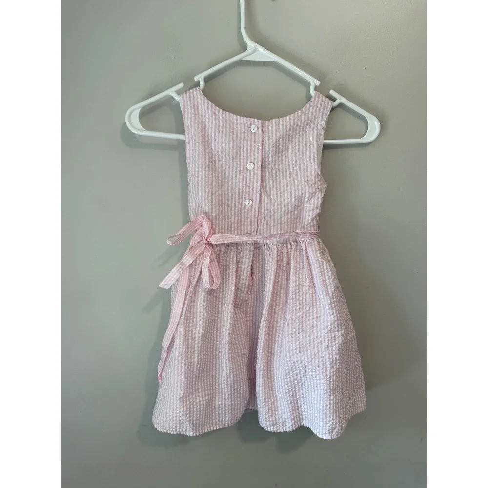 Rare Editions Girls Pink Seersucker Stripe Metallic Shimmer Party Dress 1535